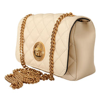 Versace White Nappa Leather Medusa Small Crossbody Bag