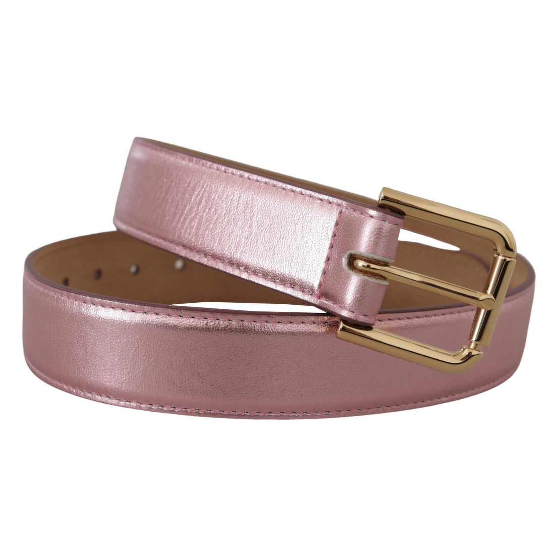 Dolce & Gabbana Elegant Metallic Pink Leather Belt