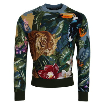 Dolce & Gabbana Jungle Embroidered Wool-Silk Sweater