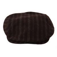 Dolce & Gabbana Brown Stripes Newsboy Men Capello Wool Hat