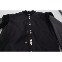 Dolce & Gabbana Black Nylon Crystals Coat Buttons Jacket