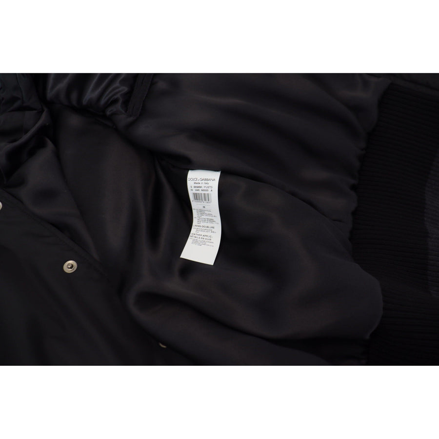 Dolce & Gabbana Elegant Black Crystal-Embellished Bomber Jacket