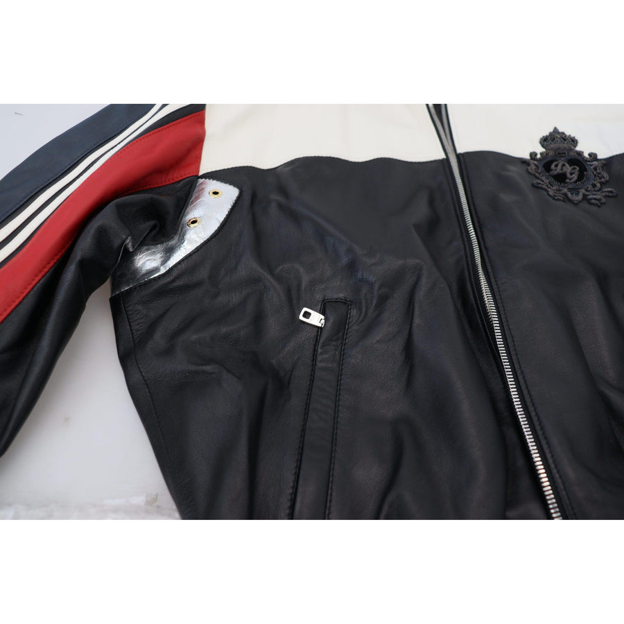 Dolce & Gabbana Black Leather Hooded Blouson Coat Jacket