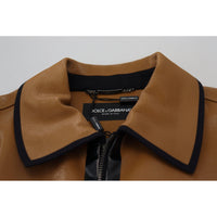 Dolce & Gabbana Dark Camel Cotton Full Zip Blouson Jacket