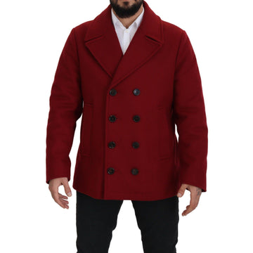 Dolce & Gabbana Elegant Red Double Breasted Wool Jacket