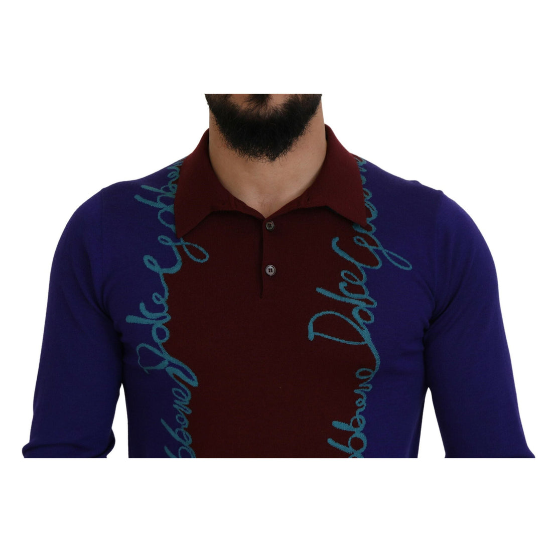 Dolce & Gabbana Multicolor Logo Collared Pullover Sweater