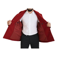 Dolce & Gabbana Red Wool Double Breasted Coat Jacket