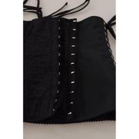 Dolce & Gabbana Elegant Black Corset Waist Strap Top