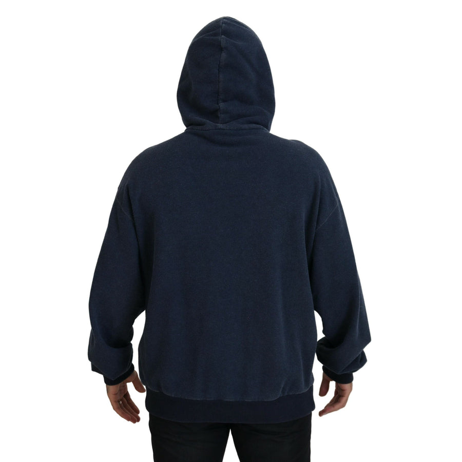 Dolce & Gabbana Dark Blue Cotton Hooded Sweatshirt Sweater