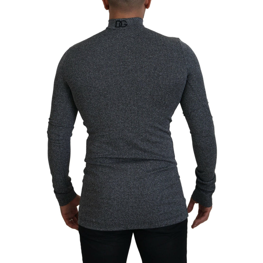 Dolce & Gabbana Dark Gray Nylon Turtleneck Pullover Sweater