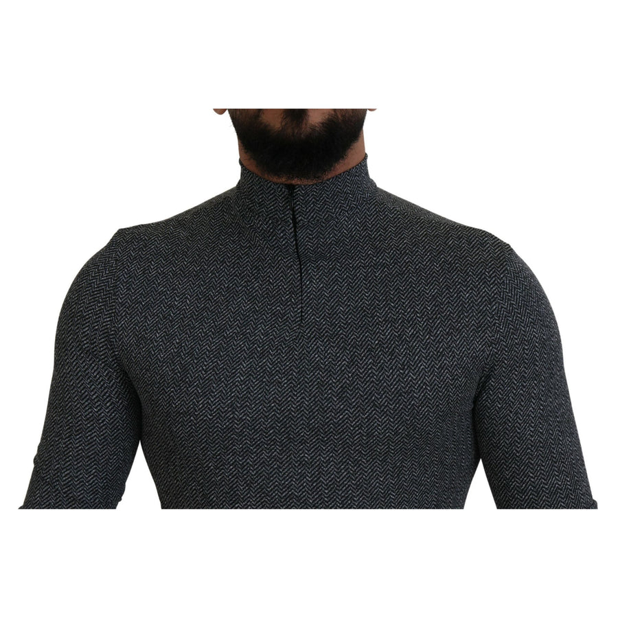 Dolce & Gabbana Dark Gray Nylon Turtleneck Pullover Sweater