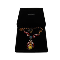 Dolce & Gabbana Gold Brass Carretto Sicily Statement Crystal Chain Necklace