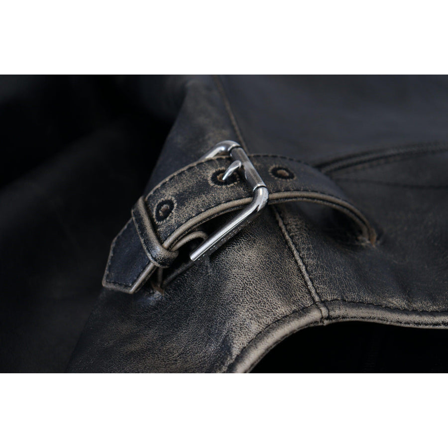 Dolce & Gabbana Black Leather Zipper Biker Coat Jacket