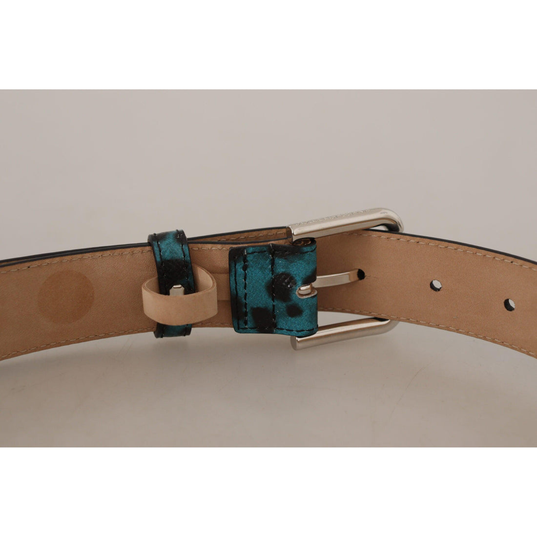 Dolce & Gabbana Engraved Logo Leather Belt - Elegant Blue