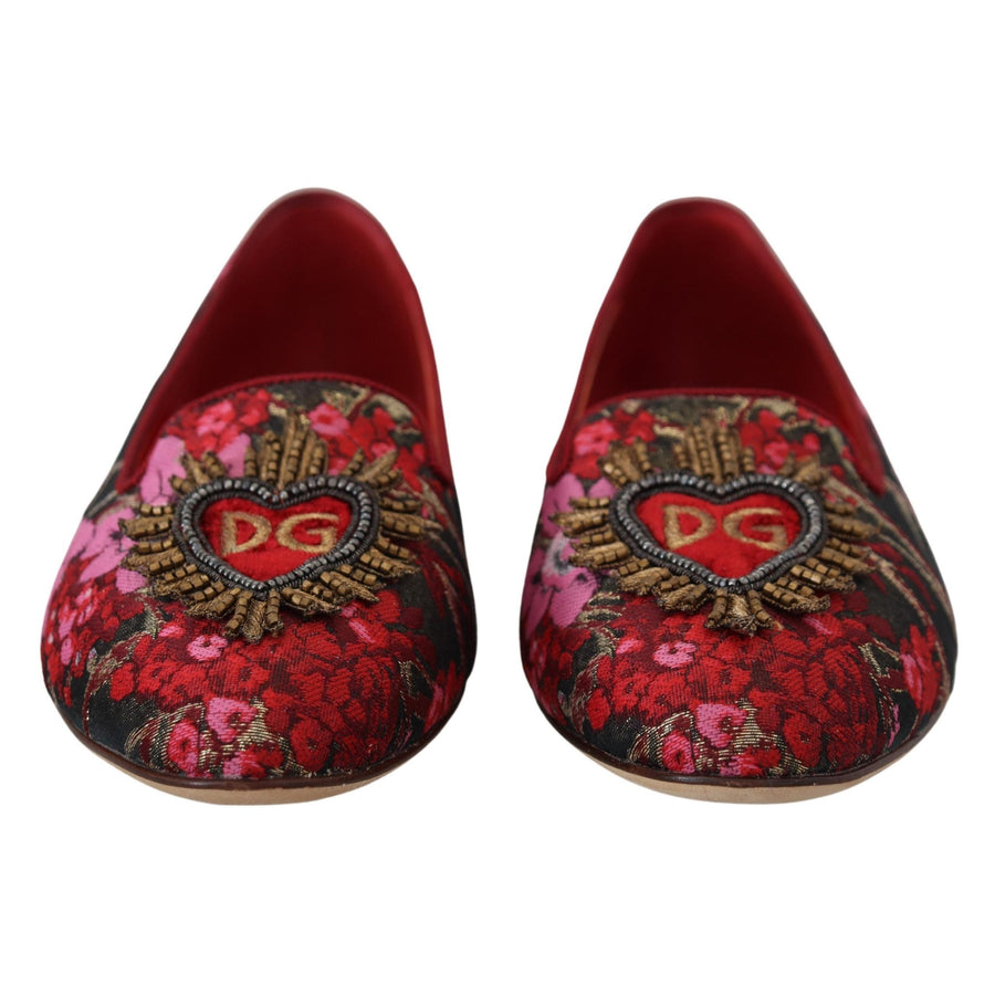 Dolce & Gabbana Multicolor Jacquard Sacred Heart Patch Slip On Shoes