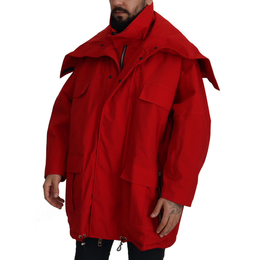 Dolce & Gabbana Red Polyester Full Zip Windbreaker Jacket