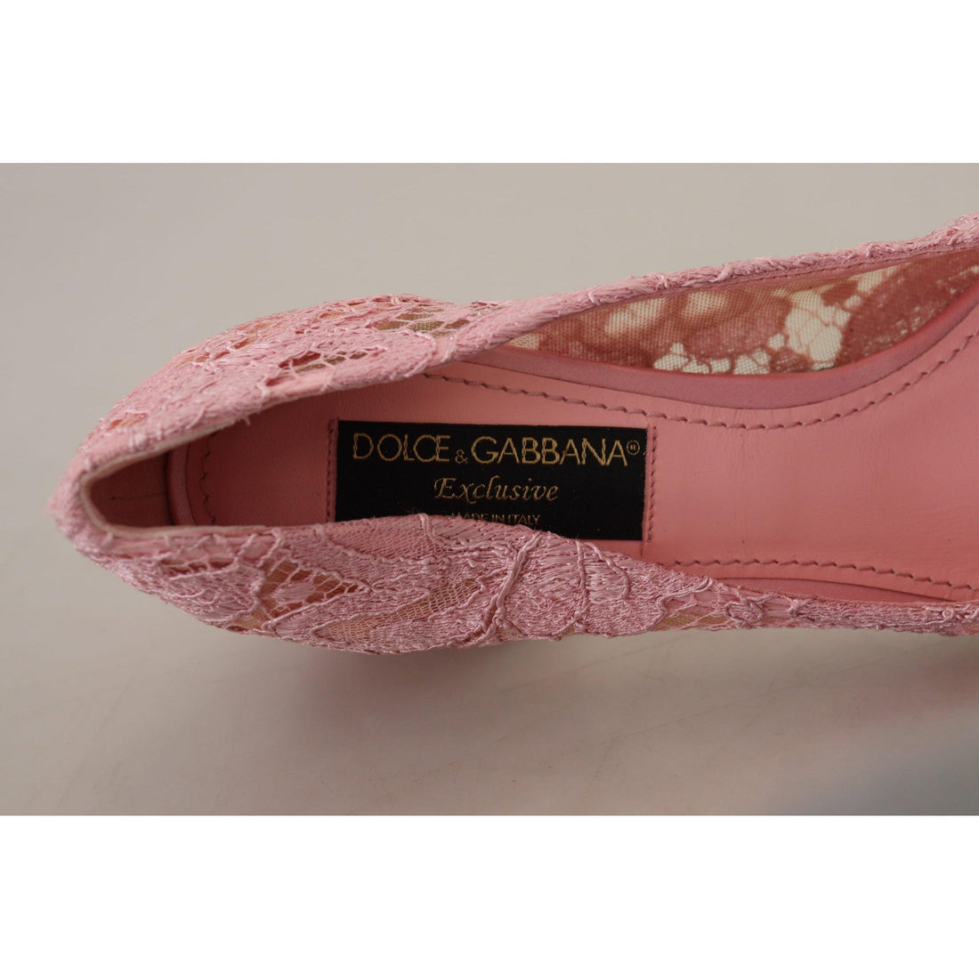 Dolce & Gabbana Pastel Pink Lace Crystal Embellished Pumps