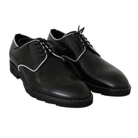 Dolce & Gabbana Black Leather White Line Dress Derby Shoes