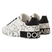 Dolce & Gabbana White Leather Stars Low Top Sneakers Shoes