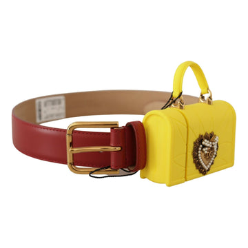 Dolce & Gabbana Elegant Red Leather Engraved Buckle Belt