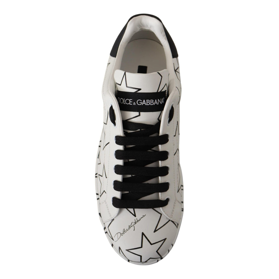 Dolce & Gabbana White Leather Stars Low Top Sneakers Shoes