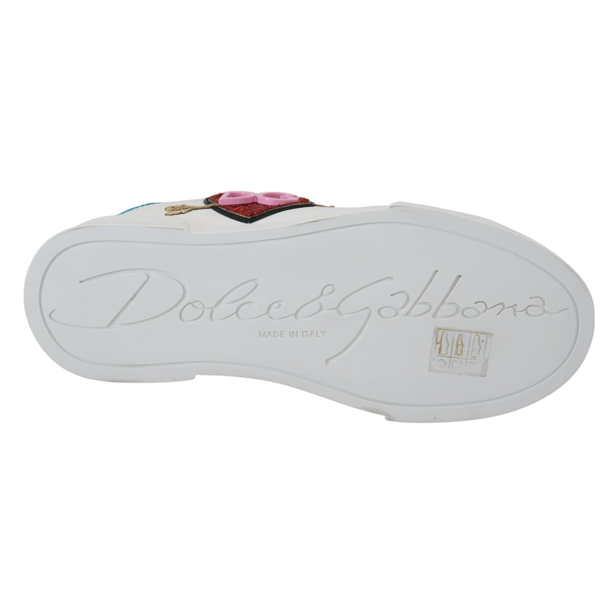 Dolce & Gabbana Elegant White Portofino Leather Sneakers