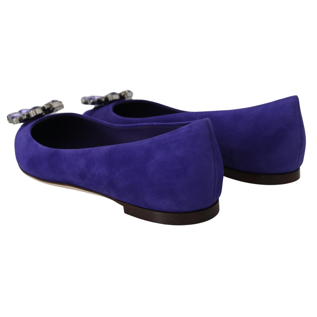 Dolce & Gabbana Purple Suede Crystals Loafers Flats Shoes