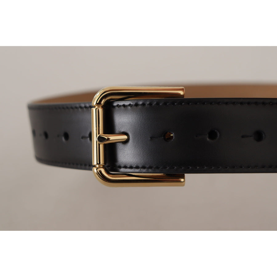 Dolce & Gabbana Elegant Leather Belt with Logo Buckle