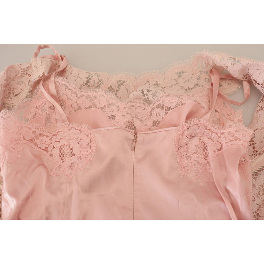 Dolce & Gabbana Elegant Sheer Lace Sleeveless Blouse in Pink