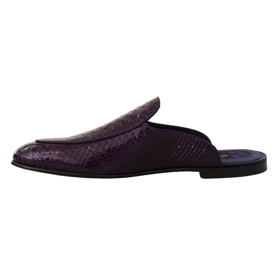 Dolce & Gabbana Purple Exotic Python Leather Slides