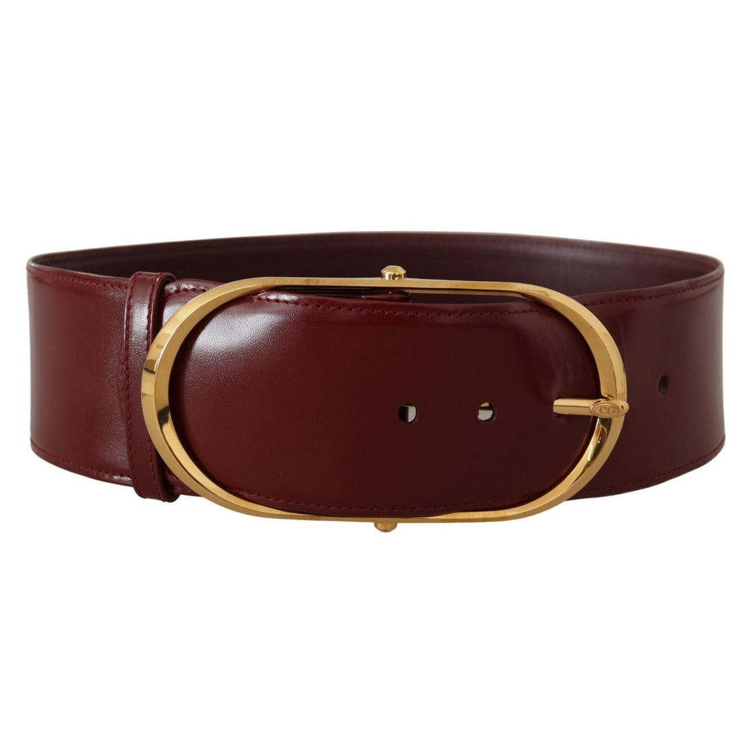 Dolce & Gabbana Engraved Logo Maroon Leather Belt