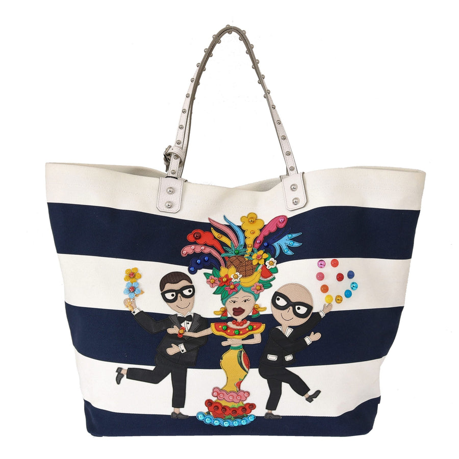 Dolce & Gabbana Chic Striped Beatrice Tote Handbag