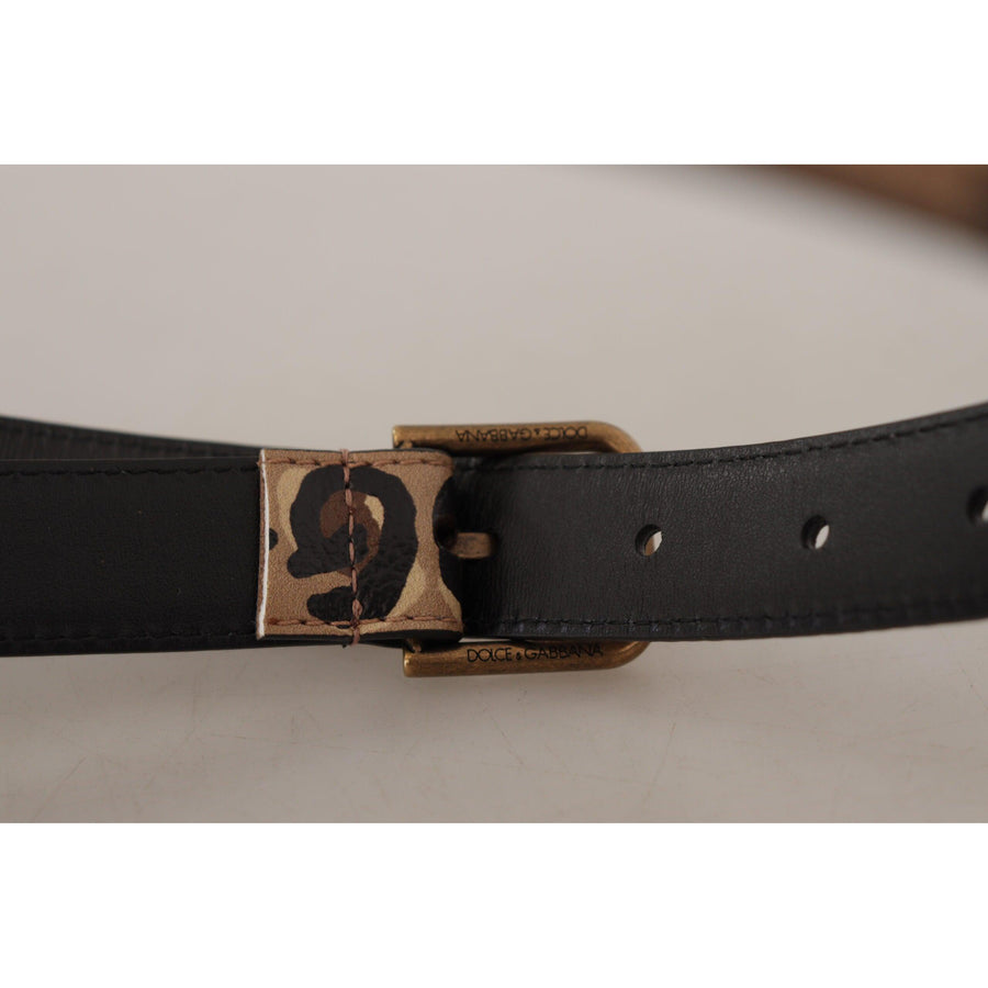 Dolce & Gabbana Elegant Leather Engraved Buckle Belt