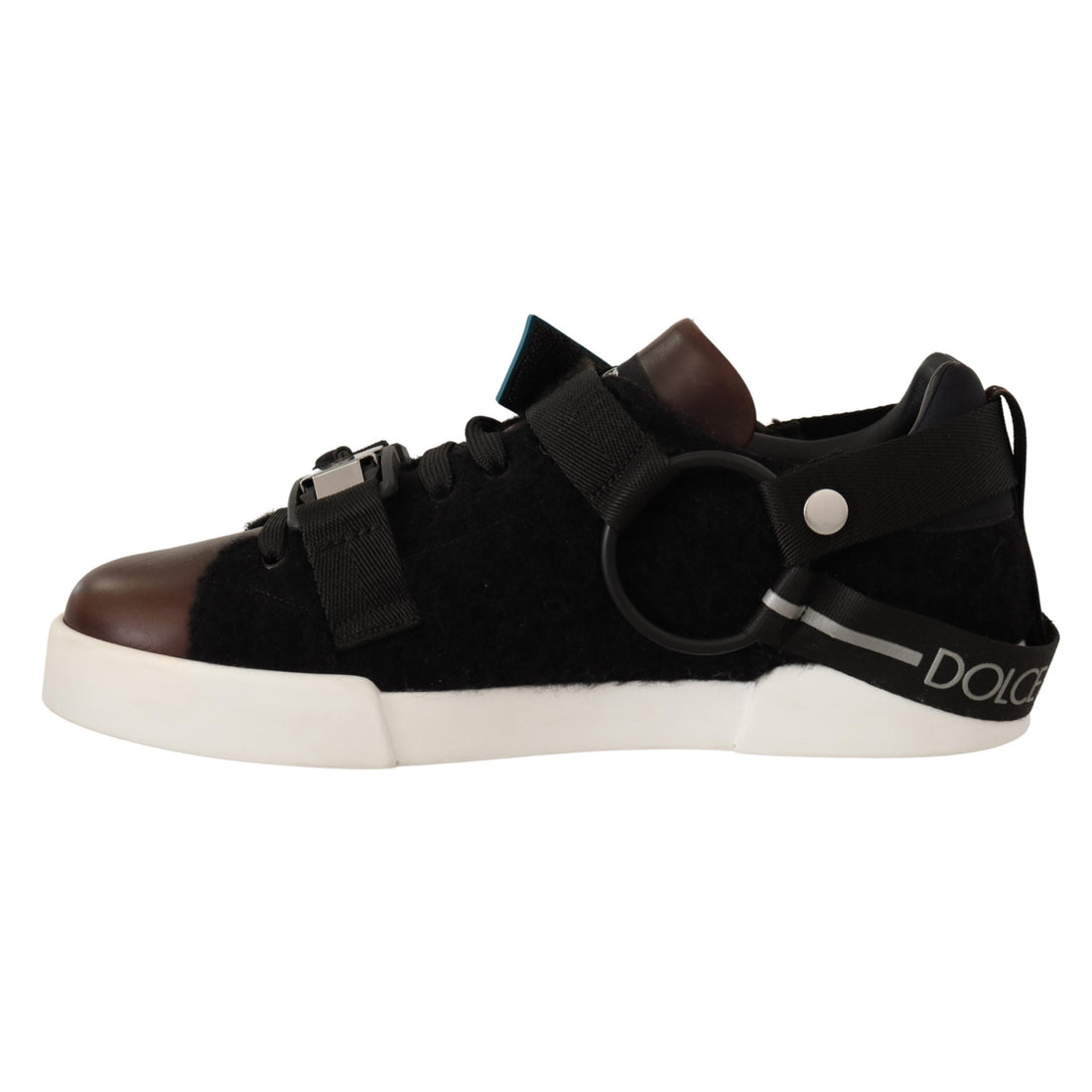 Dolce & Gabbana Shearling-Trimmed Leather Sneakers
