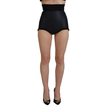 Dolce & Gabbana Black Quilted High Waist Hot Pants Shorts