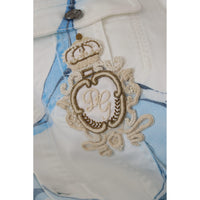 Dolce & Gabbana White Cotton Logo Embroidery Denim Jacket