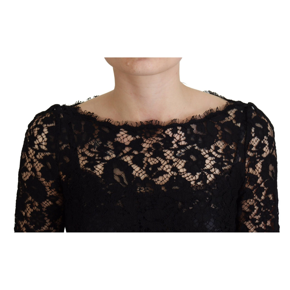 Dolce & Gabbana Elegant Floral Lace Long Sleeve Top