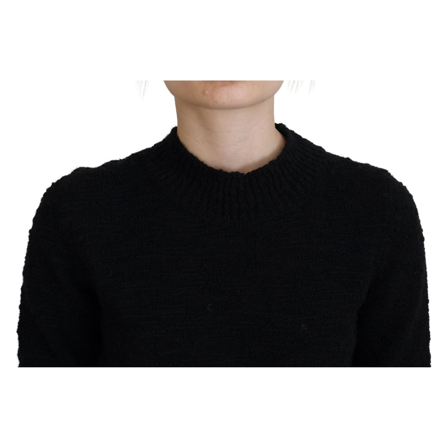 Dolce & Gabbana Black Wool Knit Crewneck Pullover Sweater