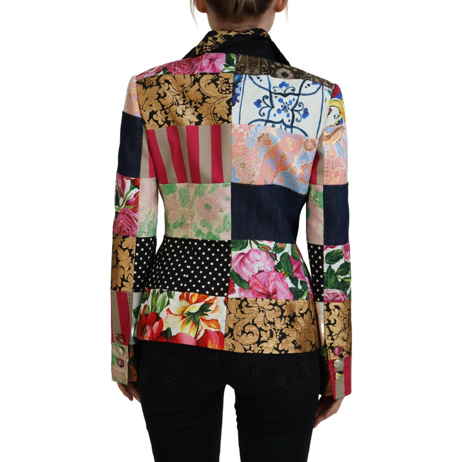 Dolce & Gabbana Multicolor Double Breasted Patchwork Jacquard Jacket