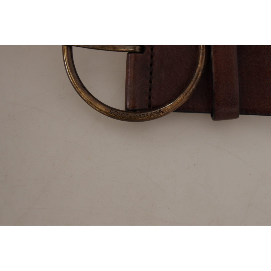 Dolce & Gabbana Elegant Leather Belt with Engraved Buckle