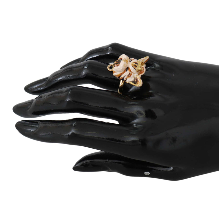 Dolce & Gabbana Glamorous Gold Dog Head Statement Ring