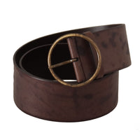 Dolce & Gabbana Elegant Dark Brown Leather Belt with Logo Buckle
