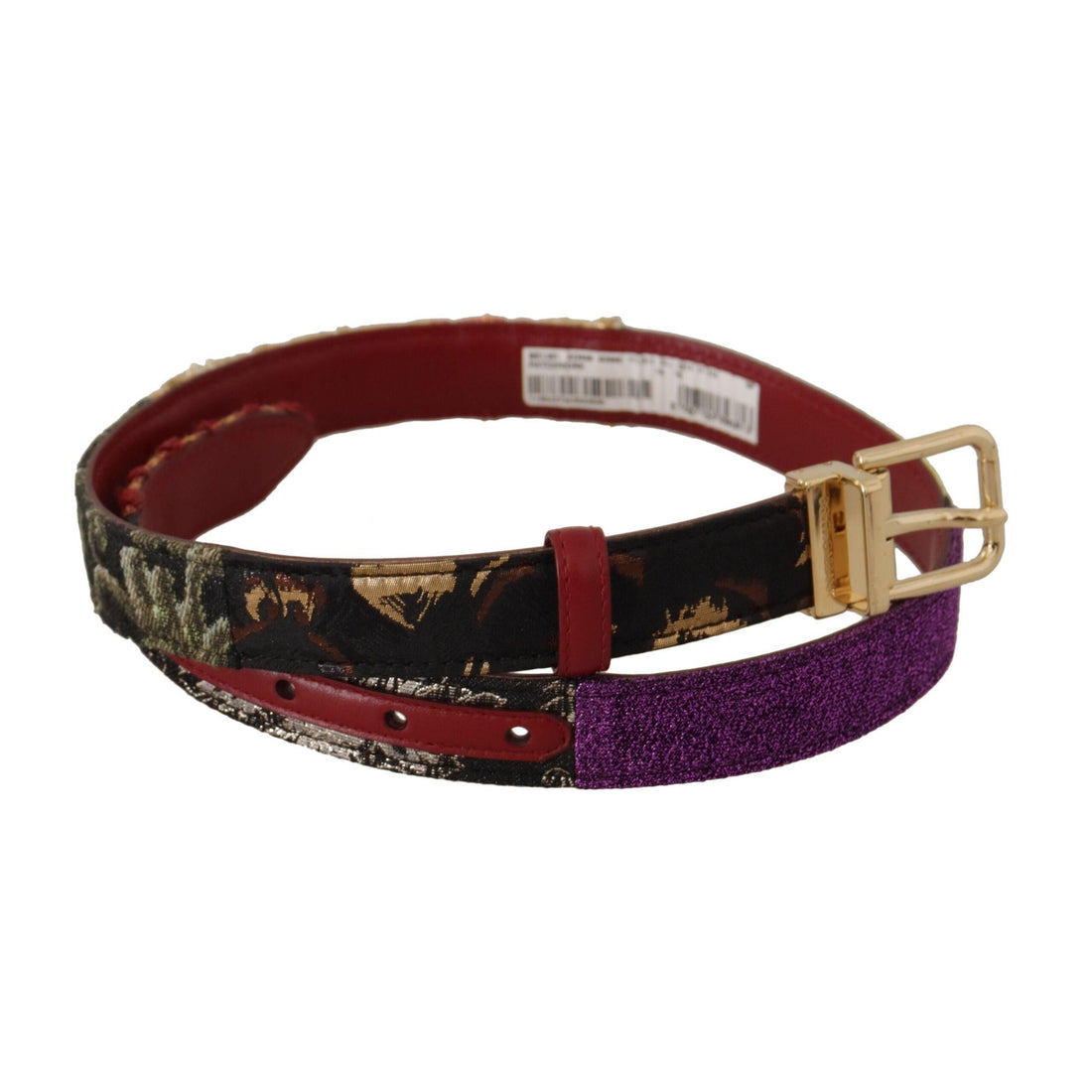 Dolce & Gabbana Multicolor Patchwork Leather Gold Metal Buckle Belt