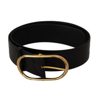 Dolce & Gabbana Black Embossed Leather Gold Tone Metal Buckle Belt
