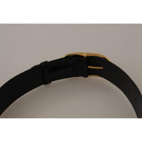 Dolce & Gabbana Black Embossed Leather Gold Tone Metal Buckle Belt