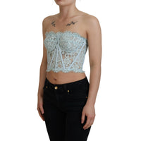Dolce & Gabbana Elegant Lace-Trimmed Strapless Cropped Top