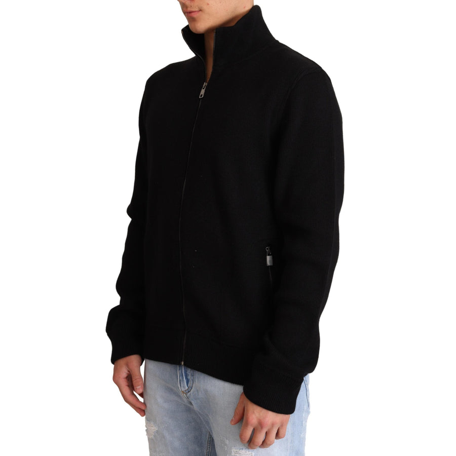 Dolce & Gabbana Black Cashmere Zipper Mens Sweater