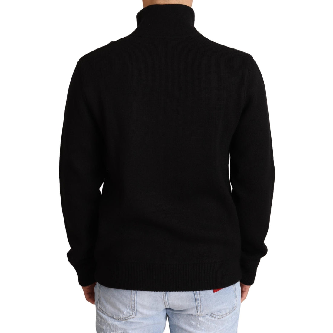Dolce & Gabbana Black Cashmere Zipper Mens Sweater