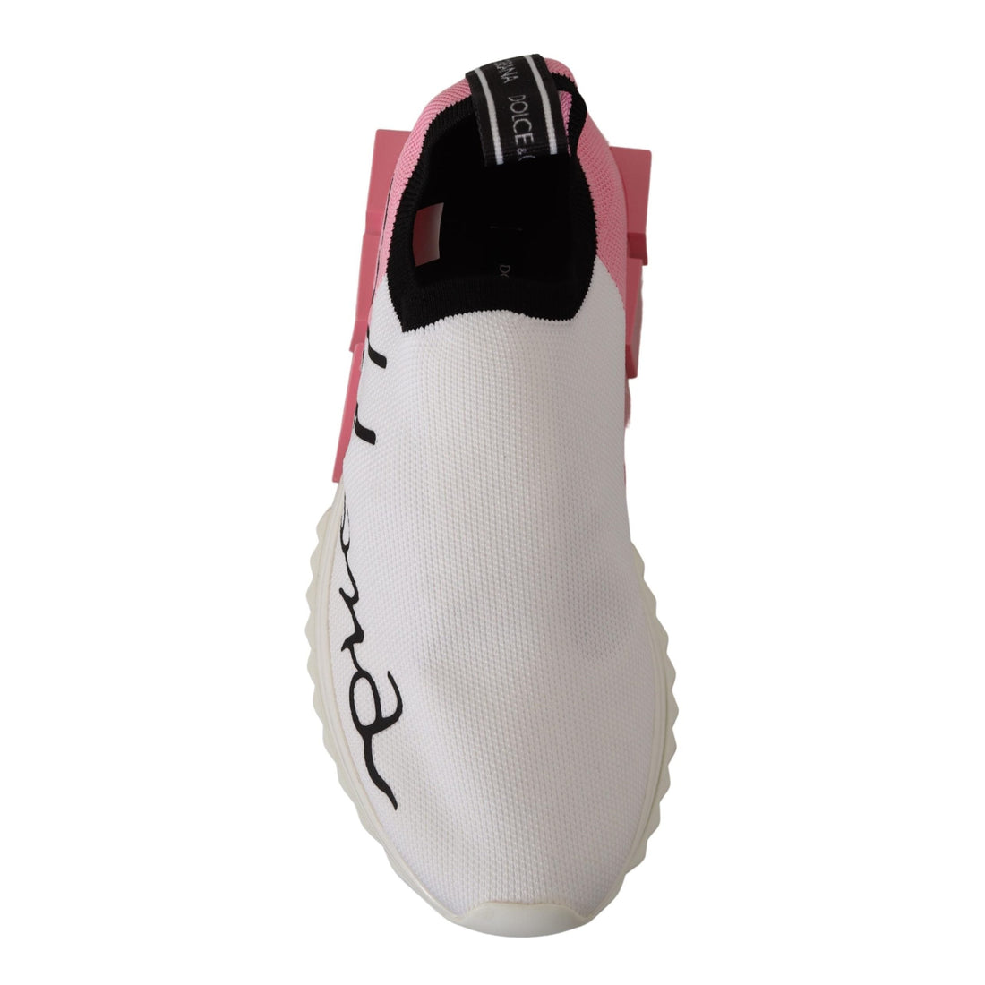 Dolce & Gabbana Elegant Sorrento Slip-On Sneakers in White & Pink