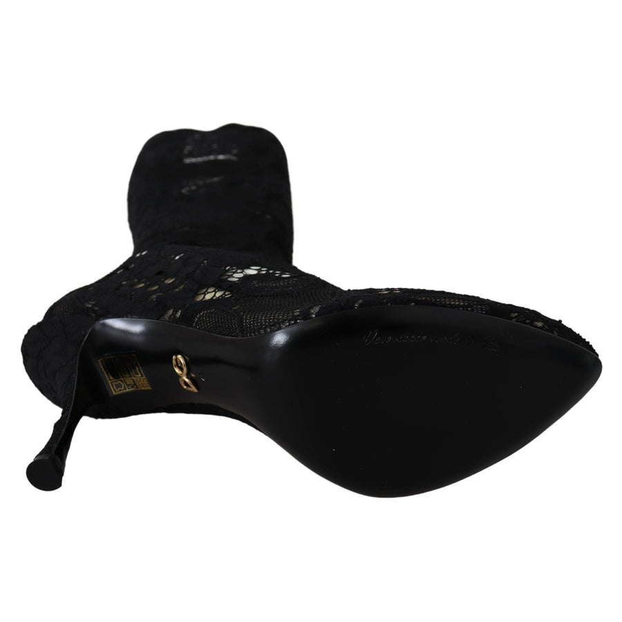 Dolce & Gabbana Elegant Black Stretch Sock Pumps